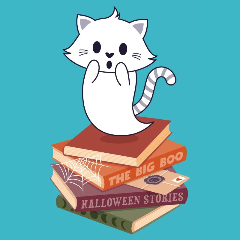 Cat Spirit sur Halloween Book Stack
