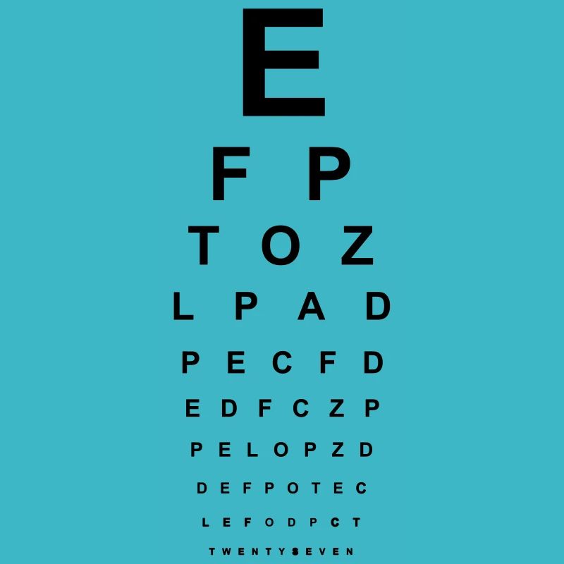 Sehtest Brille Optiker Augen lesen Buchstaben ABC
