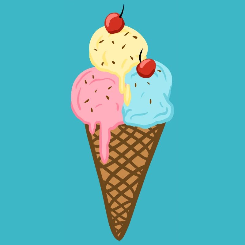 Buntes Eis in Waffel mit Kirschen süßer Sommer