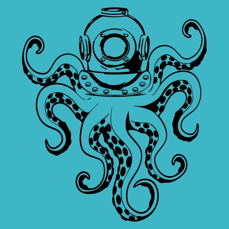 Krake mit Taucherhelm