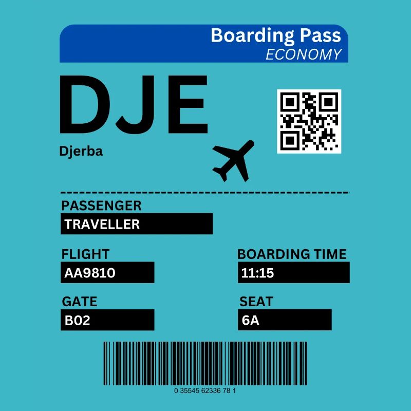 Djerba Boarding Pass Holiday Tunisia Idea