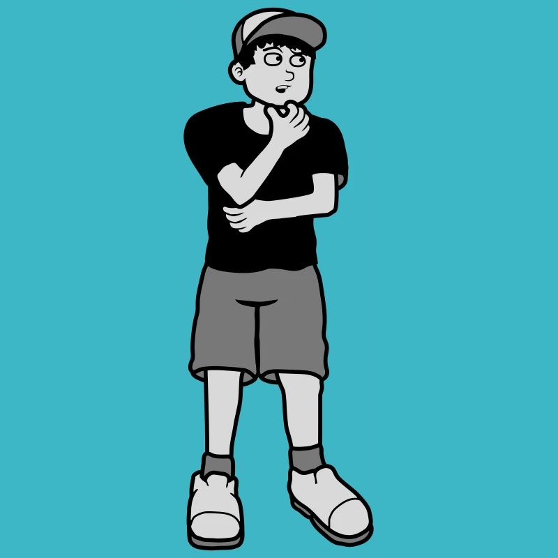 Junge überlegt Pose
