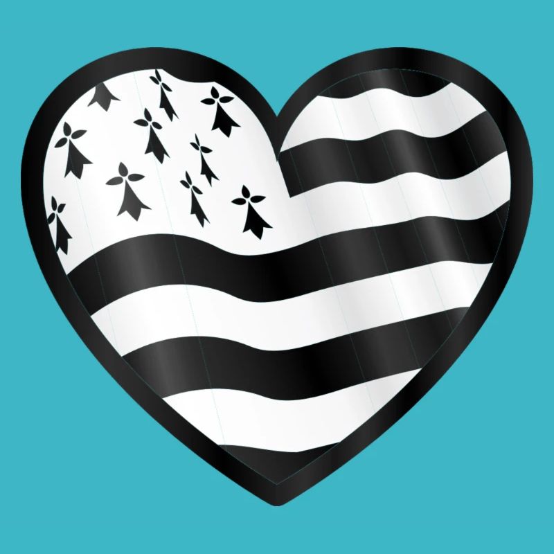 Tshirt bzh Breton flag in a heart,