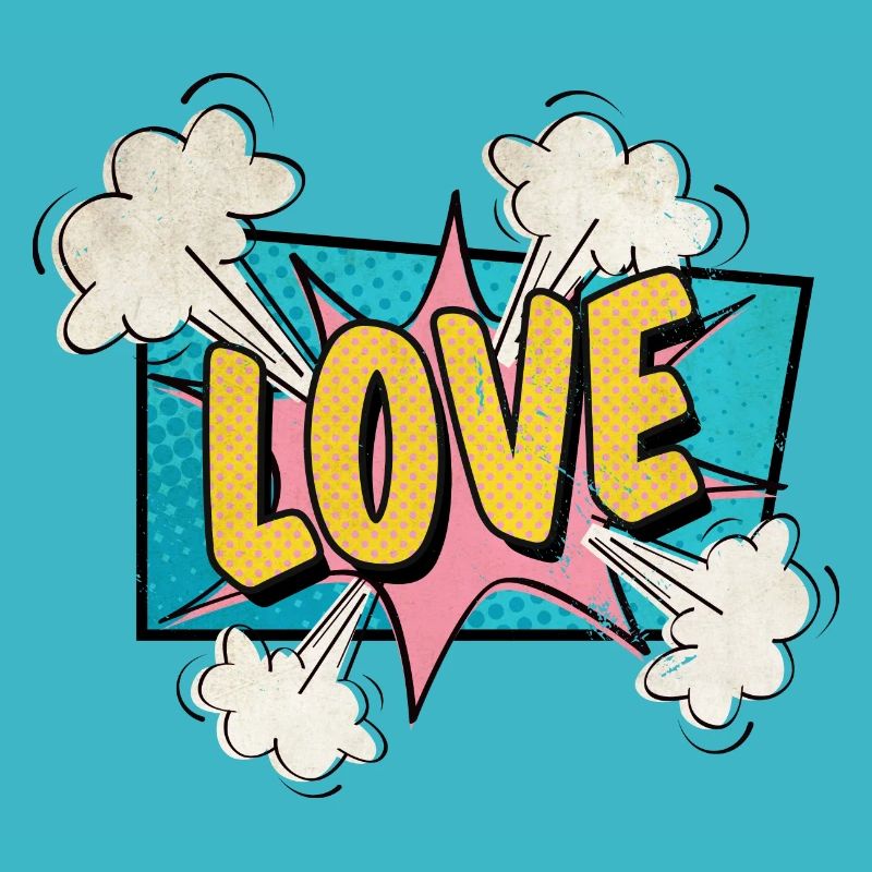 Love exploding comic style in love gift