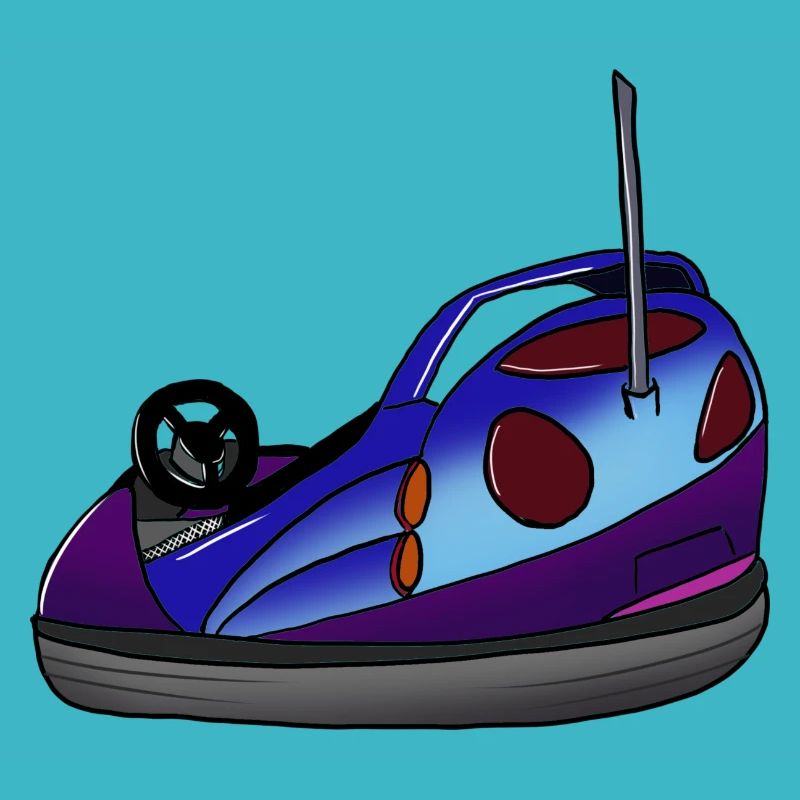 Bumper car retro - drawn