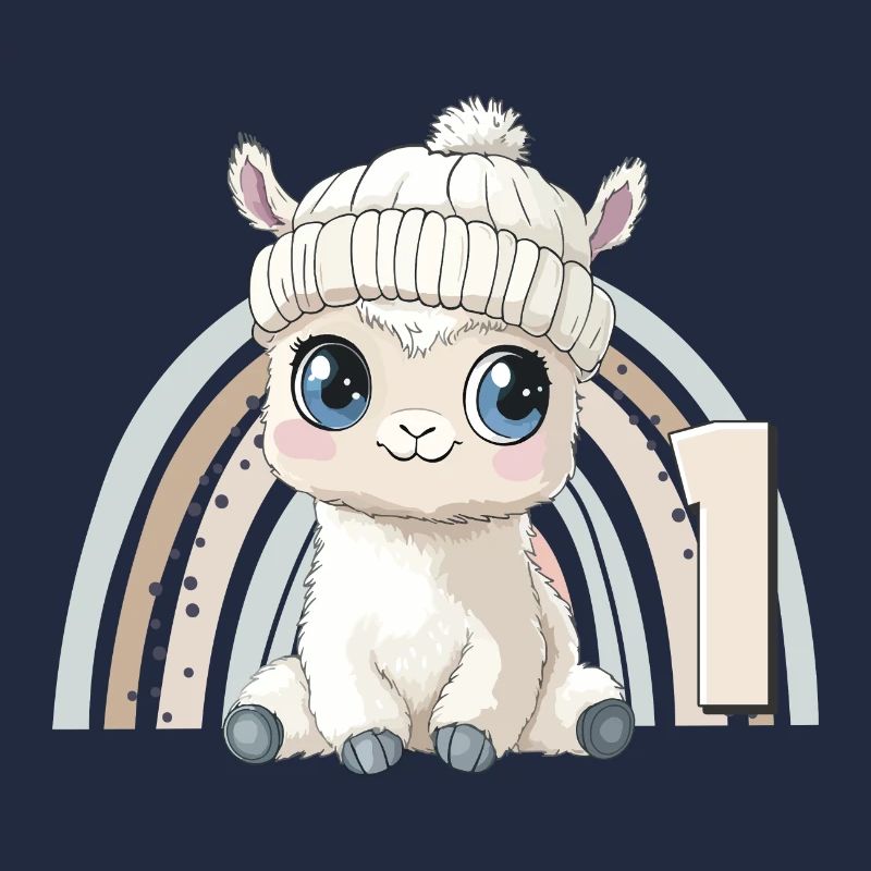 1st Birthday Alpaca Llama Rainbow Cute Cute