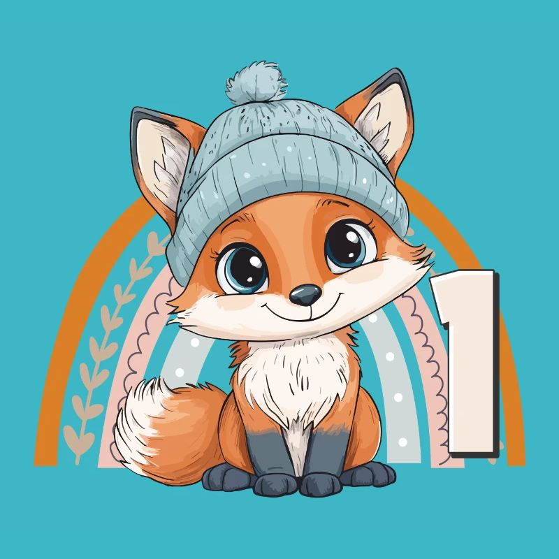 1er anniversaire Renard Arc-en-ciel Mignon Mignon