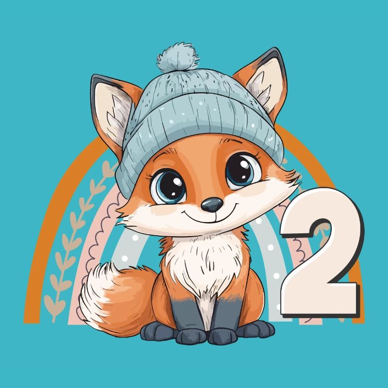 2ème anniversaire Renard Arc-en-ciel Mignon Mignon