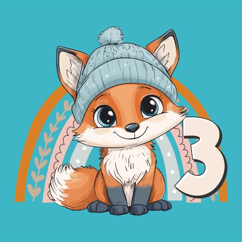 3ème anniversaire Renard Arc-en-ciel Mignon Mignon