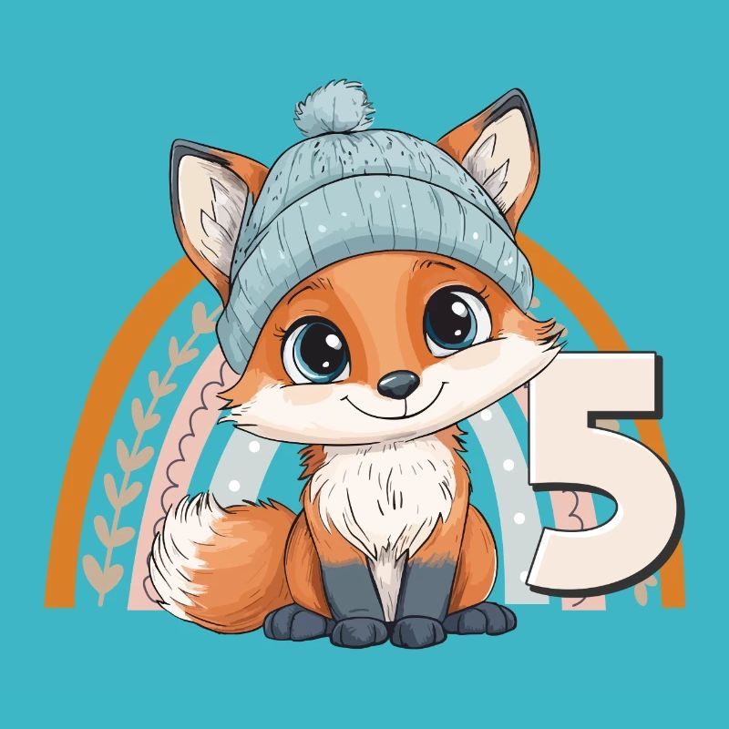 5ème anniversaire Renard Arc-en-ciel Mignon Mignon