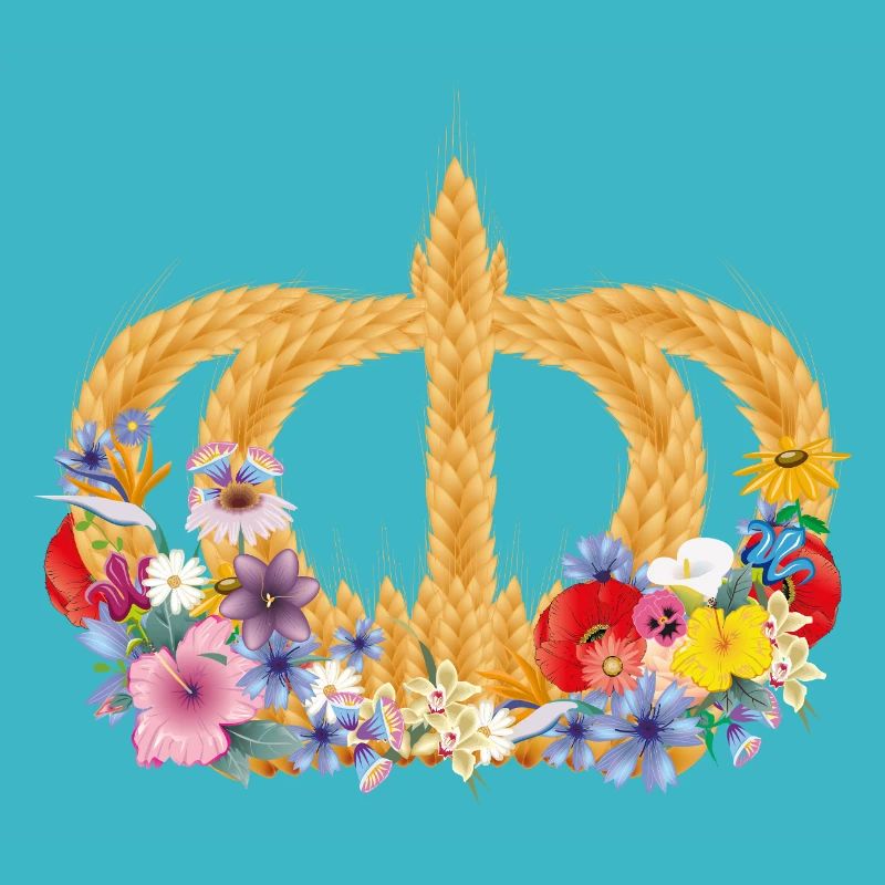 Ährenkrone mit Blumen – Symbol für Natur und Ernte
