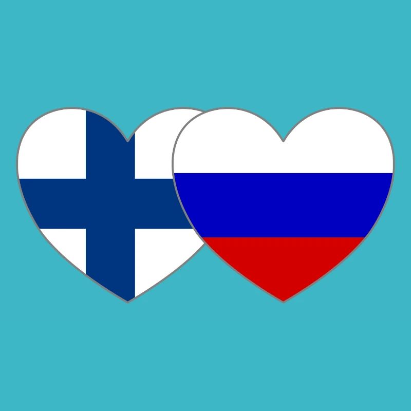 Finlande Russie Drapeau Cœur
