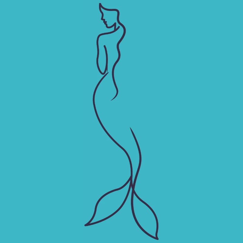 Sirène silhouette conte de fées dessiné à la main