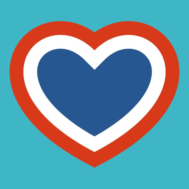Concentric Red White and Blue Heart