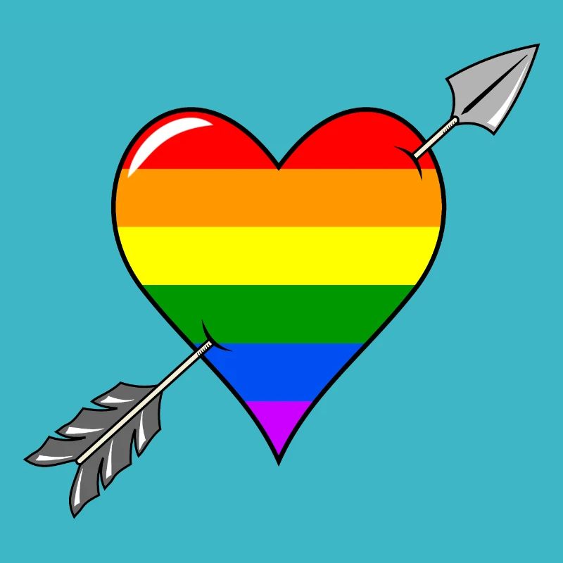Coeur et flèche amour drapeau arc-en-ciel