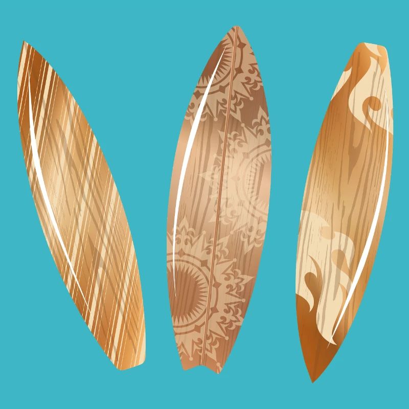 Planches de surf aspect bois dans un style rétro
