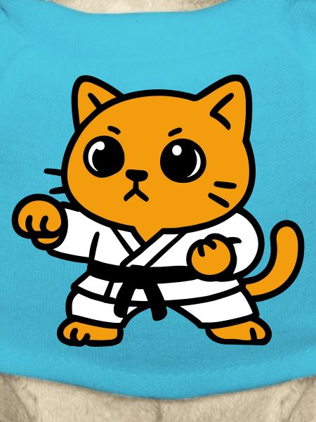Cat fighter in karate suit