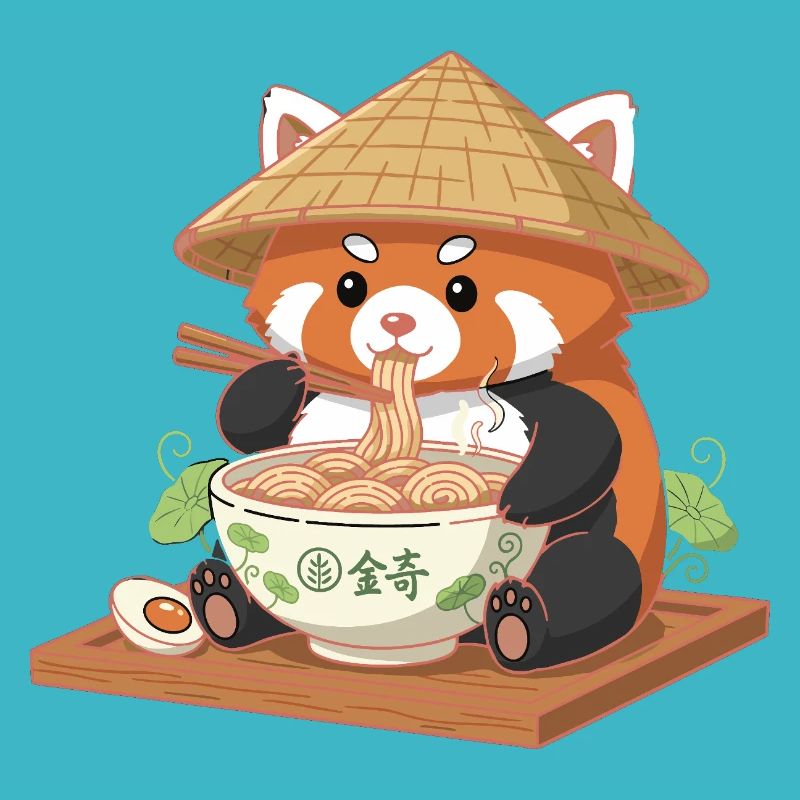 Panda Ramen mit Strohhut