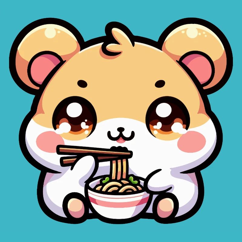 Kawaii Hamster isst Ramen