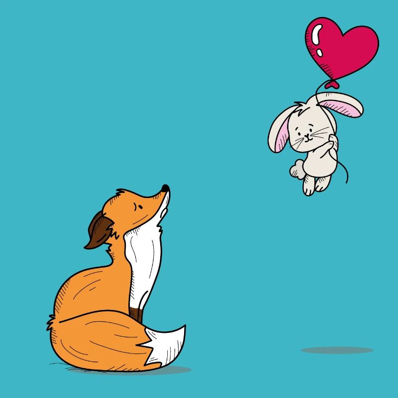 Conception mignonne de renard et de lapin