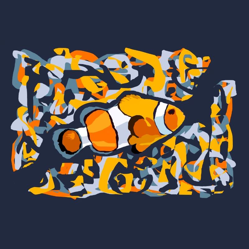 Clown fish nemo bottom océean orange yellow
