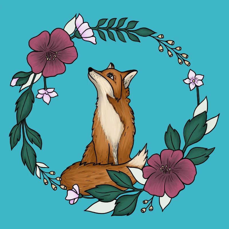 Fuchs und Blumen