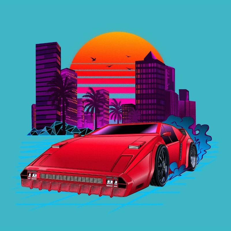 80s Synthwave Retro Car