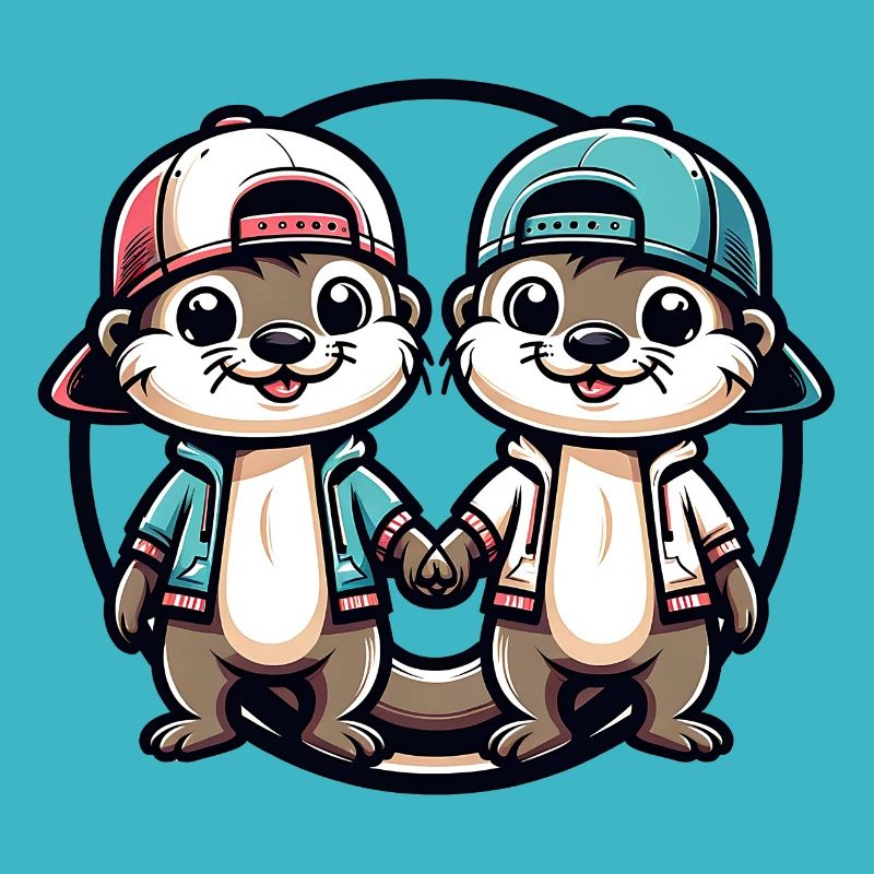 Deux copains loutres mignons copains pour toujours