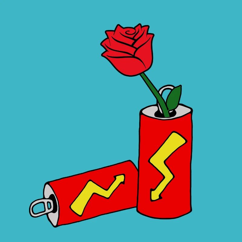 Rote Rose in Energydrink Dose Geschenk Nerd