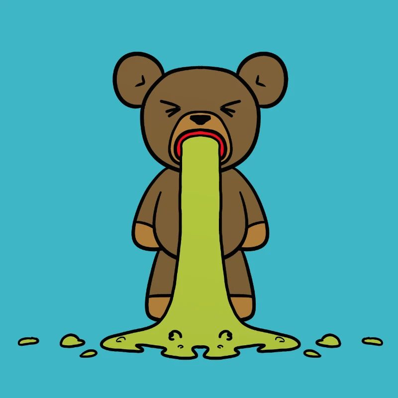 Teddy vomits teddy pukes bear