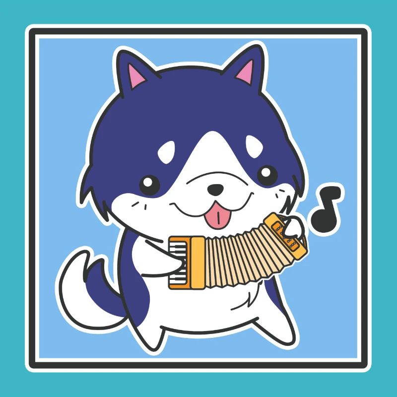 Chien avec accordéon