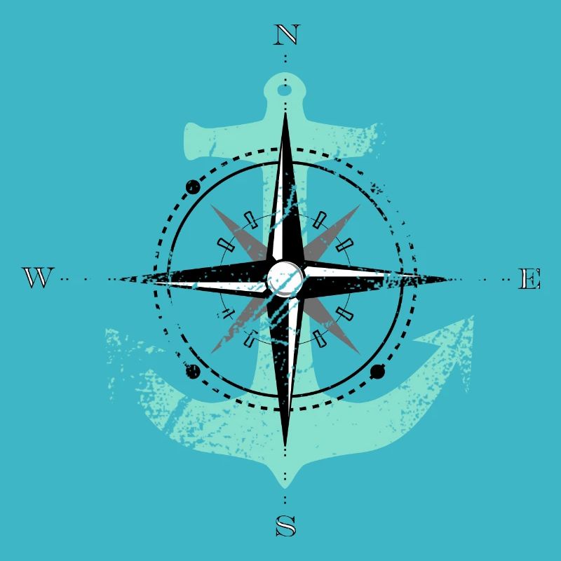 Compass Rose Anchor Compass Maritime motif turquoise