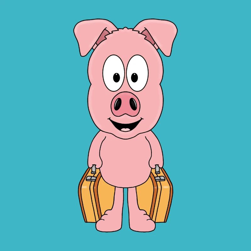 KOFFER - REISE - URLAUB - SCHWEIN - FERIEN - TIER