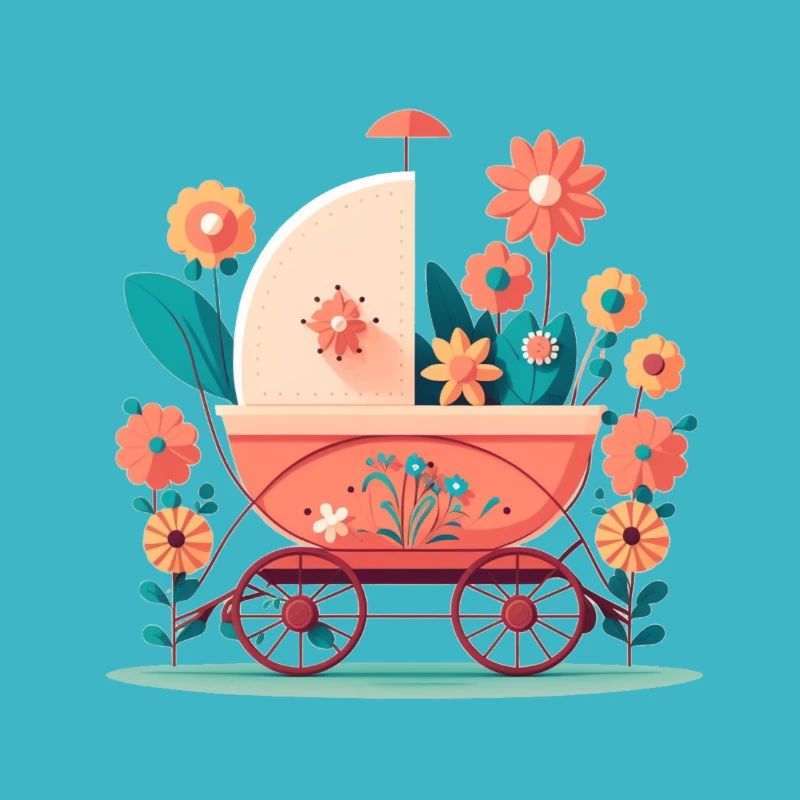 Blumiger Kinderwagen 6
