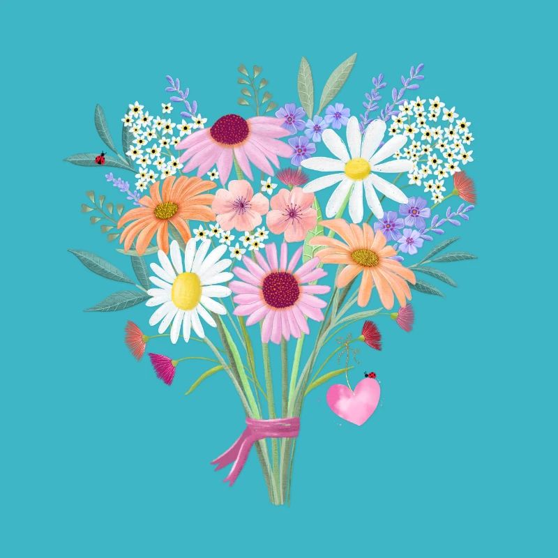 Bouquet with heart, customizable.
