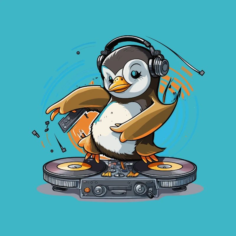 Funky pingvin DJ