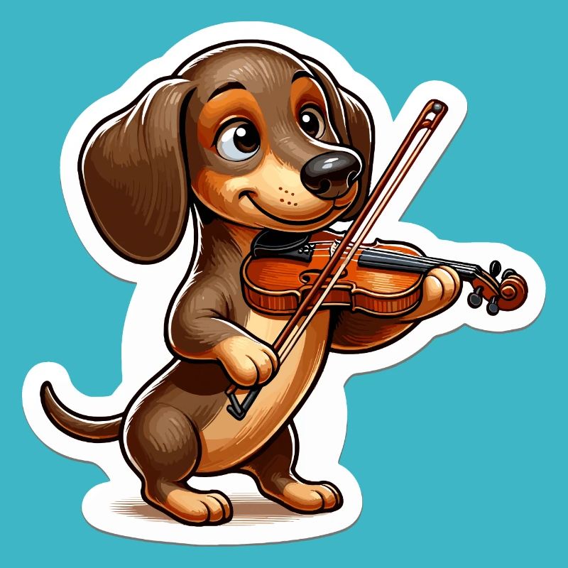 Teckel mignon jouant du violon