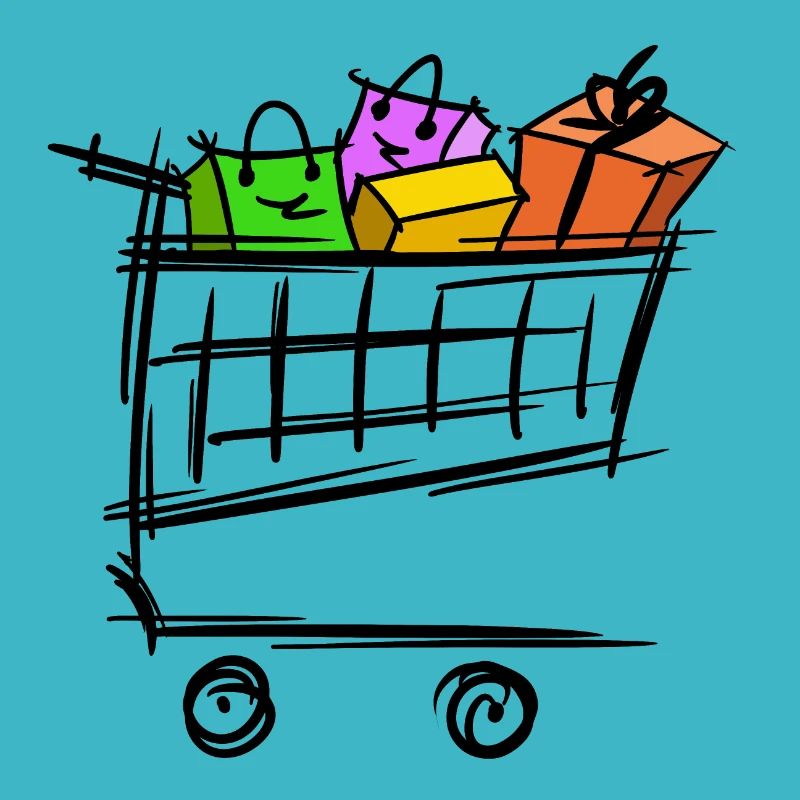 Voller Einkaufswagen Einkaufstaschen Geschenke
