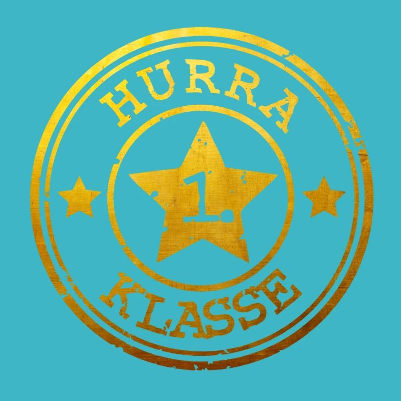 Hurra 1. Klasse - Abzeichen mit Stern - gold 