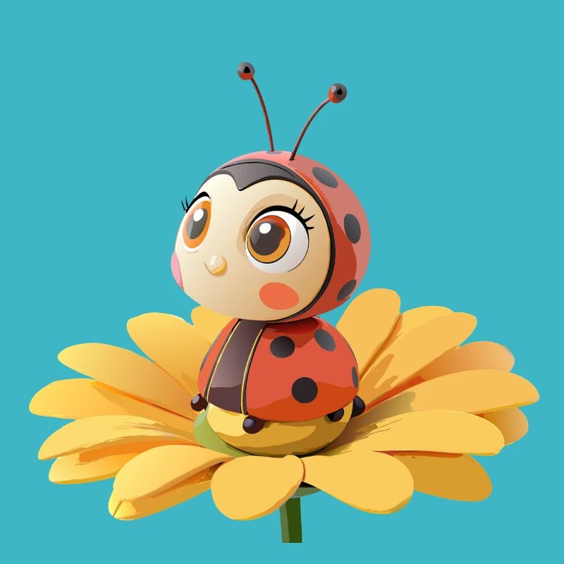 Süßer Marienkäfer auf einer Blume