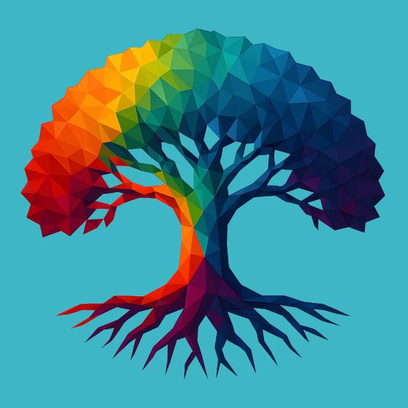 WPAP Style - Yggdrasil World Tree World Ash