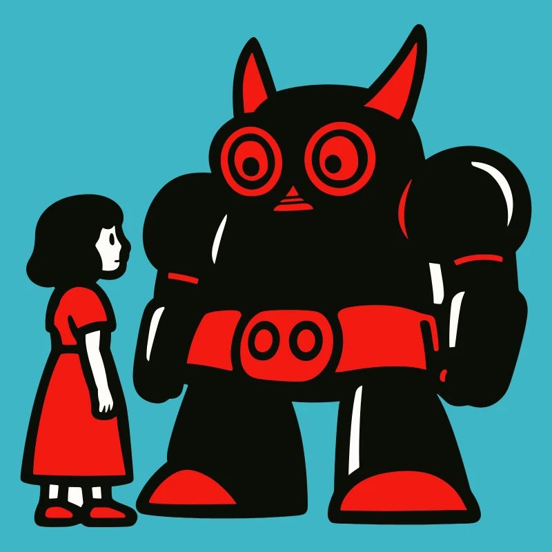 Mädchen und Roboter