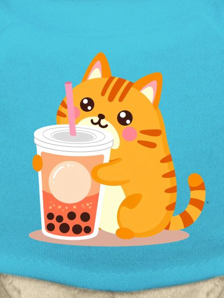 Chat Kawaii mignon avec bubble tea