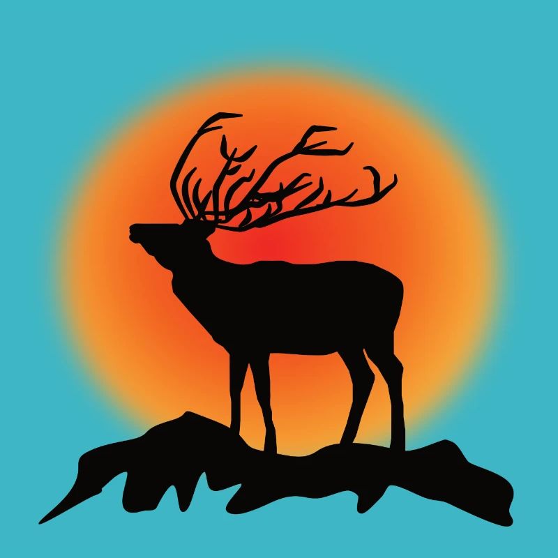 Cerf Rennais Silhouette Coucher de soleil