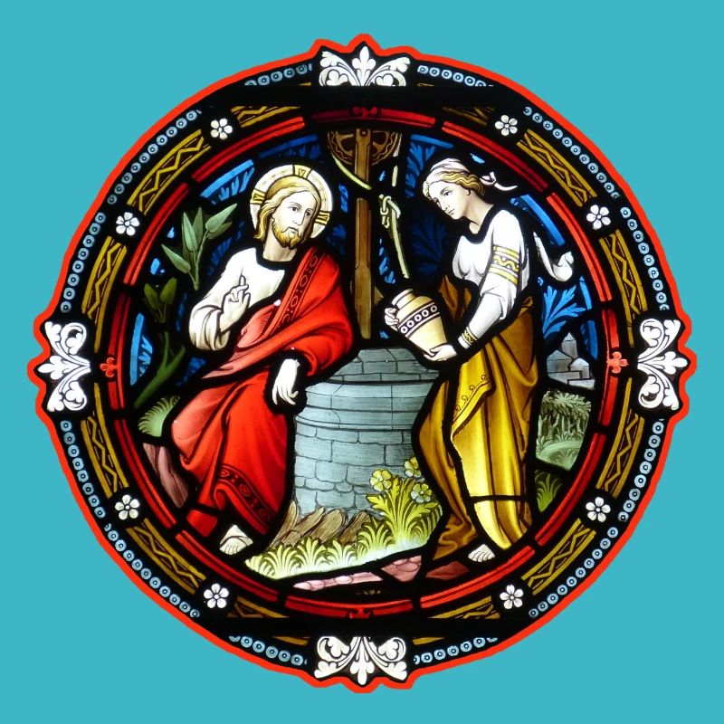 vitrail à la fontaine