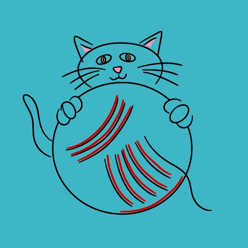 Chat mignon avec idée cadeau boule de laine