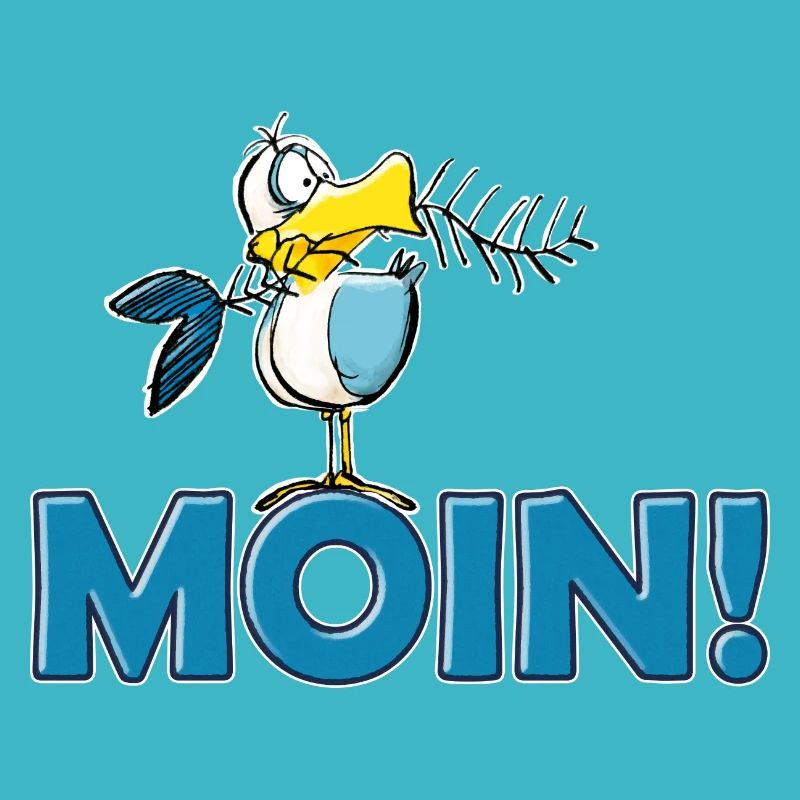 lustige Moin Möwe mit Gräte