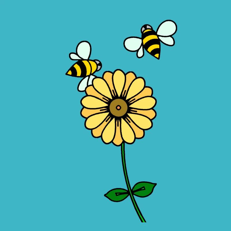 Bouton d'or avec deux abeilles