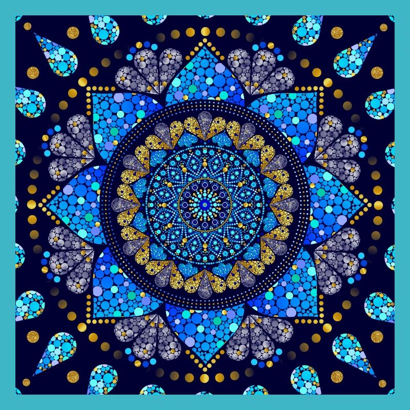 Mandala bleu turquoise or