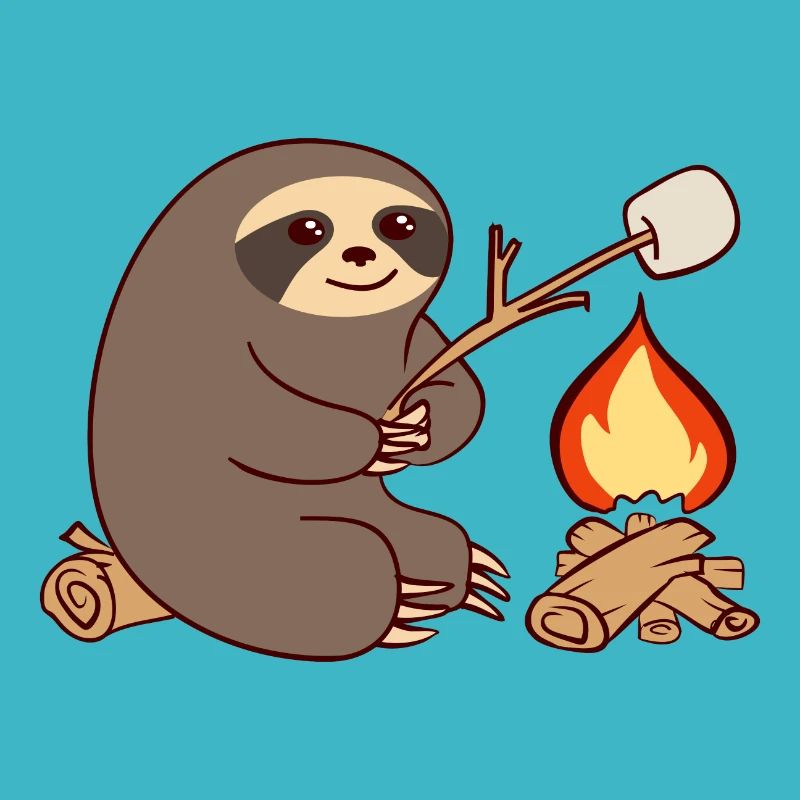 Barbecue Campfire Sloth Camping Camp Marshmellow